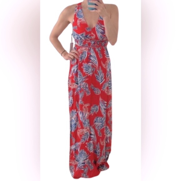 Japna Dresses & Skirts - NWT Japna Red and Blue Maxi Dress with Elegant Design